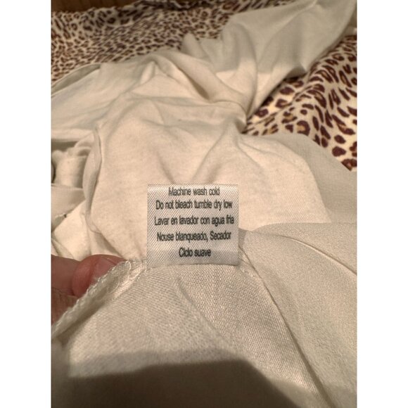 Nine 1 Eight Womens Large Off-White Button-Down Tunic Blouse With Roll-Up Sleeve - Picture 6 of 6